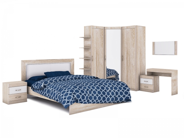 Ника Н7 Шкаф угловой с зеркалом лам.белый/дуб сонома