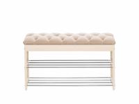 Банкетка Грейс дуб шампань, ткань V18 Бежевый, каретная стяжка