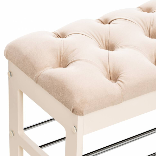 Банкетка Грейс дуб шампань, ткань V18 Бежевый, каретная стяжка