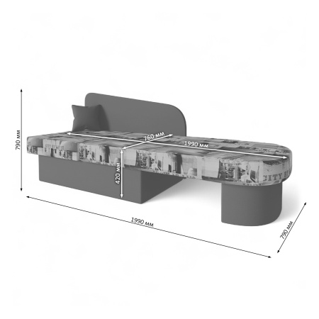 Диван-кровать "Лидер 1"  СITY MY 005 C-2/ MY 1079 C-2 ЛЕВАЯ