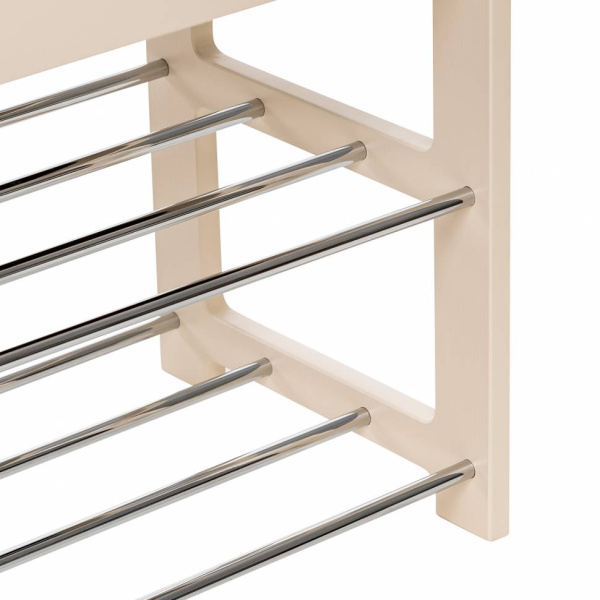 Банкетка Грейс дуб шампань, ткань V18 Бежевый, каретная стяжка