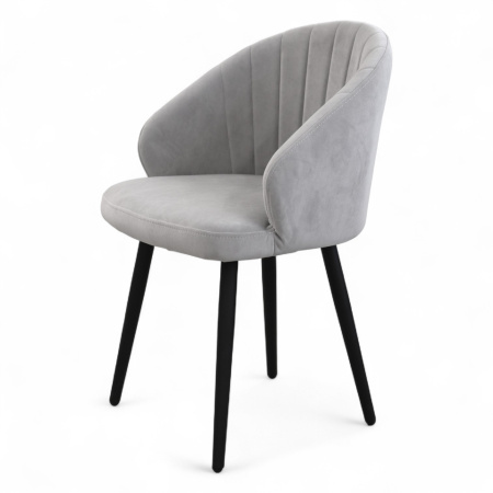Стул Шолден Велюр Серый / Черный матовый (Муар)
