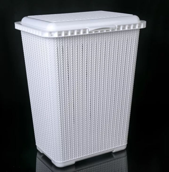 Корзина для белья "Вязаное плетение" 25л. белый М6888