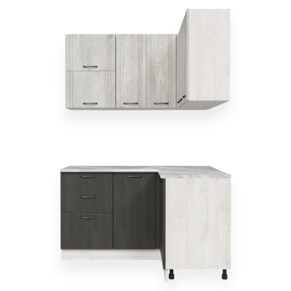 Кухня УГЛОВАЯ  Бари  Сосна лофт/Асфальт светлый/Асфальт темный(Столеш. Этория)