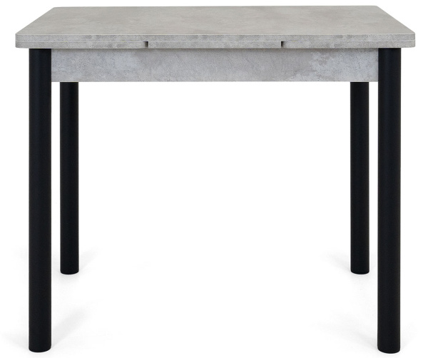Стол Милан-2 EVO 120х80 (+30+30) Светлый цемент+нога №4 Черный