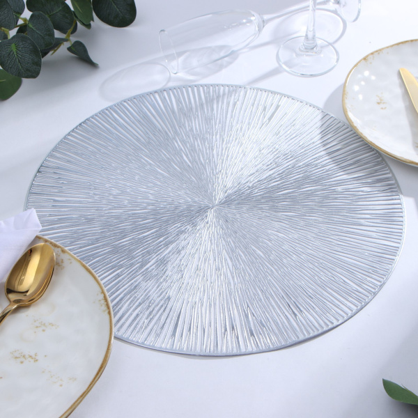Салфетка сервировочная Доляна цв.серебро, d 38 см 