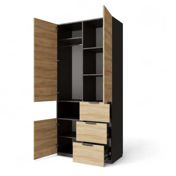 Шкаф "Ним" 3дв 3ящ  венге/сонома