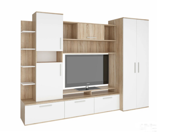 Стенка для гостиной Денвер Дуб сонома/Белый