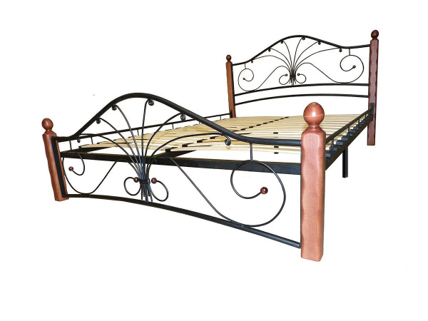 Кровать Фортуна 160*200 (с основанием) черный/махагон