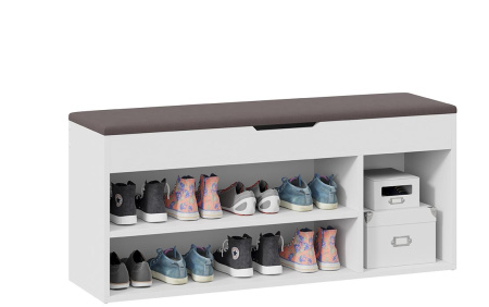 Тумба для обуви Тип 12 белый ясень / велюр серый