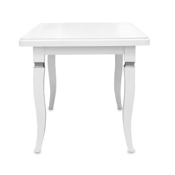 Стол СКР 120+35*80*75 прямоугол.(квадрат)/белая эмаль патина CЕРЕБРО/опора №5