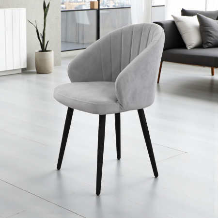 Стул Шолден Велюр Серый / Черный матовый (Муар)