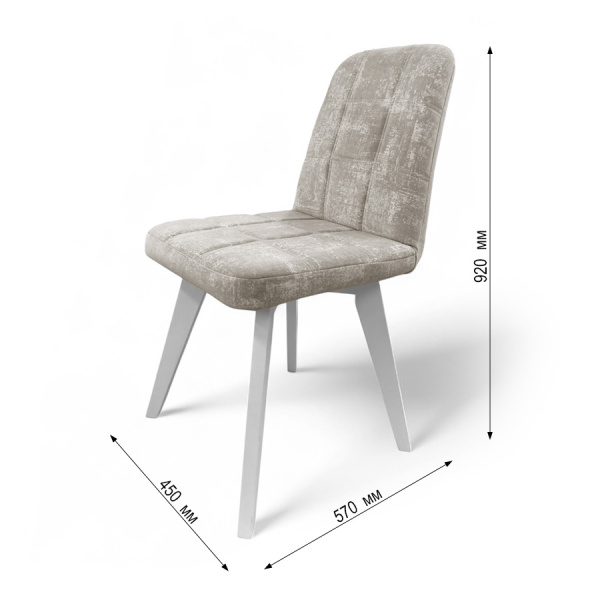 Стул Авиньон (квадрат), велюр Холли 02 Бежевый+каркас стандарт массив дерево(белый) 