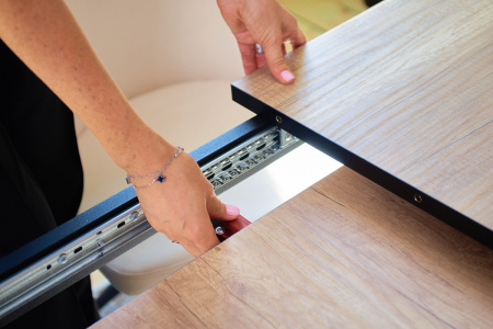 Стол Токио-2L 120*80 (+40) Черный/Дуб Каньон)