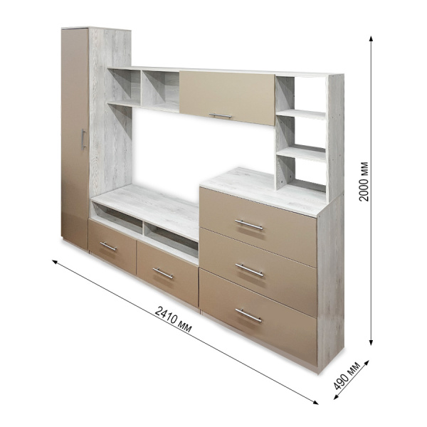 Стенка для гостиной Бенедикт сосна лофт/мдф вижн матовый