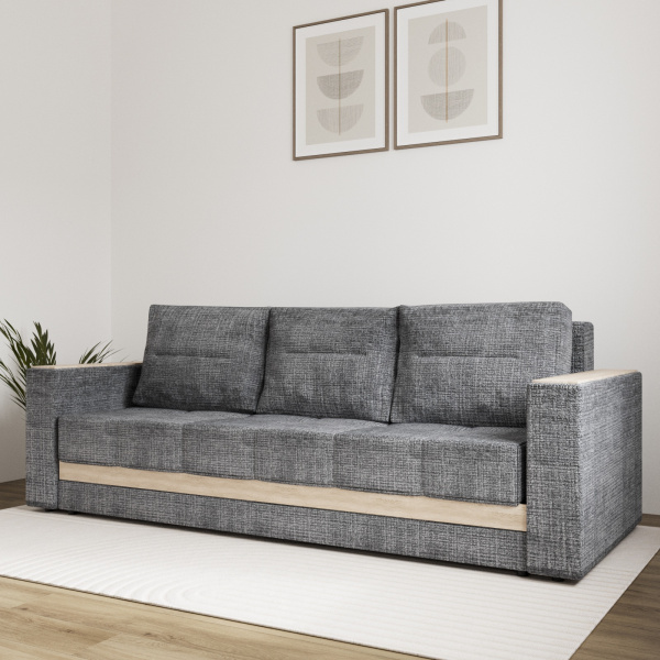 Диван-кровать "Лидер 9" S 2292 - 18 т. серый декор Ясень