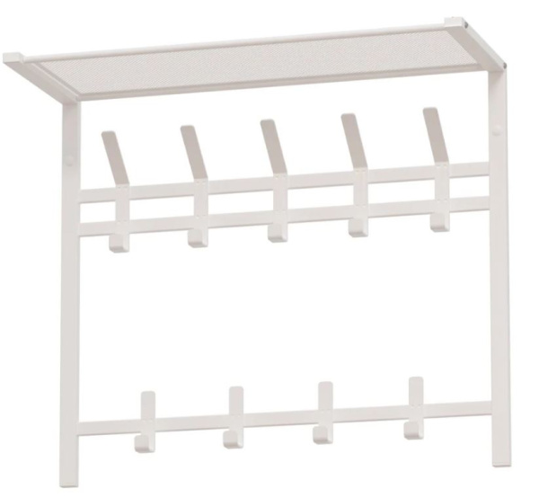 Вешалка Торонто 22 с полкой 2-х ярусная металл Белый *670