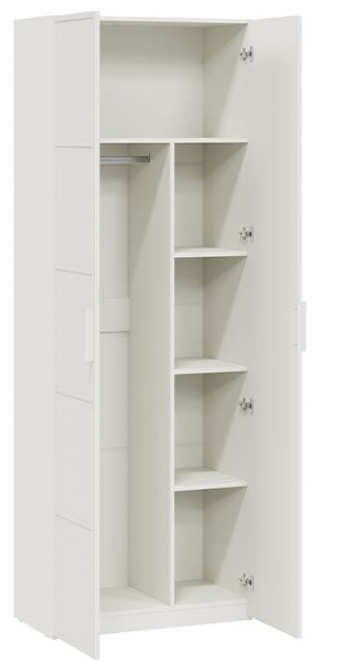 Стелла Шкаф д/одежды 2 дв комбинированный Белый холст/Белый жемчуг/