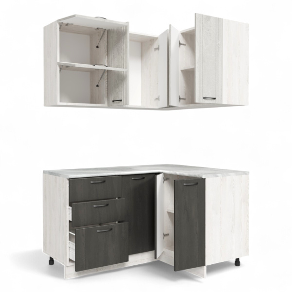 Кухня УГЛОВАЯ  Бари  Сосна лофт/Асфальт светлый/Асфальт темный(Столеш. Этория)